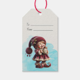 Maak je eigen vintage kerstgnome die lacht cadeaulabel