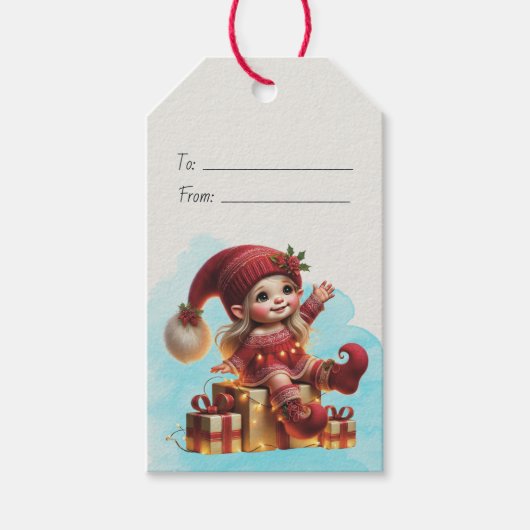 Maak je eigen vintage kerstgnomecadeaus cadeaulabel (Voorkant)