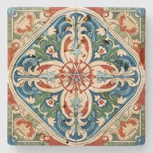 Maak Je Eigen Vintage Kleurrijke Bloemenprint Stenen Onderzetter
