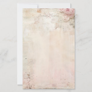 Maak je eigen vintage roze anjers ephemera briefpapier
