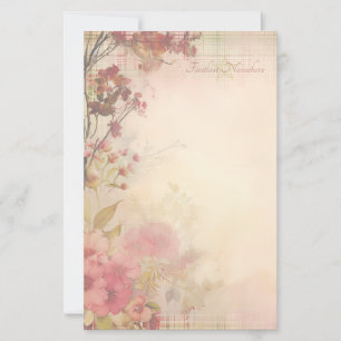 Maak je eigen Vintage Roze Oranje Cosmos Briefpapier