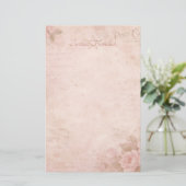 Maak je eigen vintage roze rozen ephemera briefpapier (Staand voorkant)