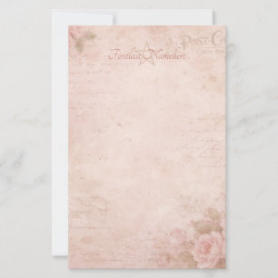Maak je eigen vintage roze rozen ephemera briefpapier