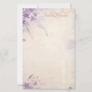 Maak je eigen vintage shabby paarse blauwe regen briefpapier
