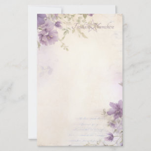 Maak Je Eigen Vintage Shabby Paarse Wilde Bloemen Briefpapier