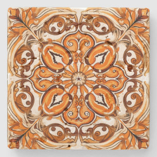Maak je eigen vintage terracotta blauwe mandala stenen onderzetter