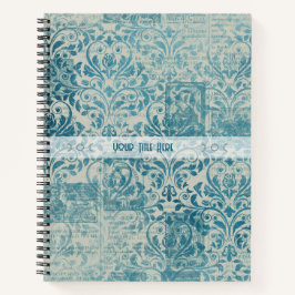 Maak je eigen vintage turquoise damast krantenpapi notitieboek