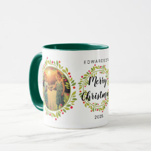 Maak je eigen vrolijk kerstfeest familie foto mok