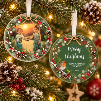 Maak je eigen vrolijk kerstfeest familie foto ornament