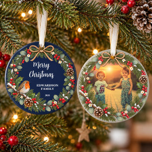 Maak je eigen vrolijk kerstfeest familie foto ornament