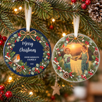 Maak je eigen vrolijk kerstfeest familie foto ornament