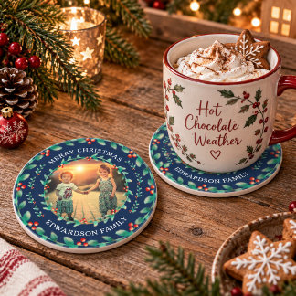 Maak je eigen vrolijk kerstfeest foto kerstmis zandsteen onderzetter