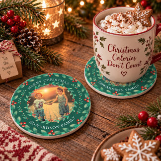 Maak je eigen vrolijk kerstfeest foto kerstmis zandsteen onderzetter