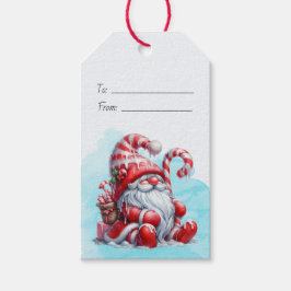 Maak je eigen vrolijke pepermunt Kerstgnome Cadeaulabel