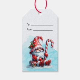 Maak je eigen vrolijke pepermunt Kerstgnome Cadeaulabel