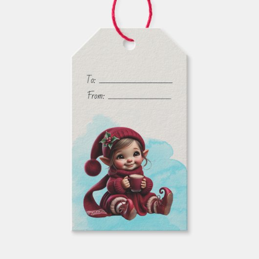 Maak je eigen vrolijke vintage kerstkabouter cadeaulabel (Voorkant)