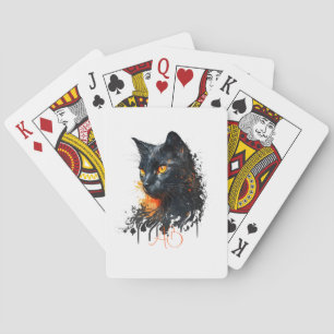 Maak Je Eigen Vurige Zwarte Kat Buste Pokerkaarten