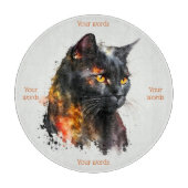 Maak Je Eigen Vurige Zwarte Kat Snijplank (Voorkant)