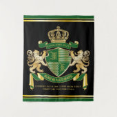 Maak Je Eigen Wapen Groen Gouden Leeuw Embleem Wandkleed (Voorkant)