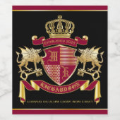 Maak je eigen wapen Red Gold Dragon Emblem Wijn Etiket (Enkel label)