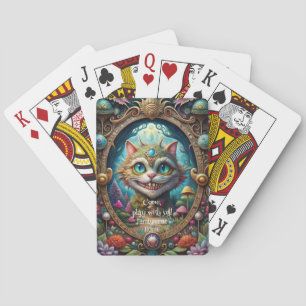 Maak Je Eigen Whimische Koningin Cheshire Kat Pokerkaarten