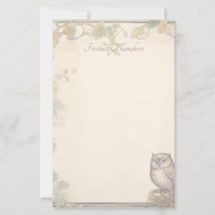 Maak je eigen Wijze Bruine Uil Herfstklimop Bloems Briefpapier