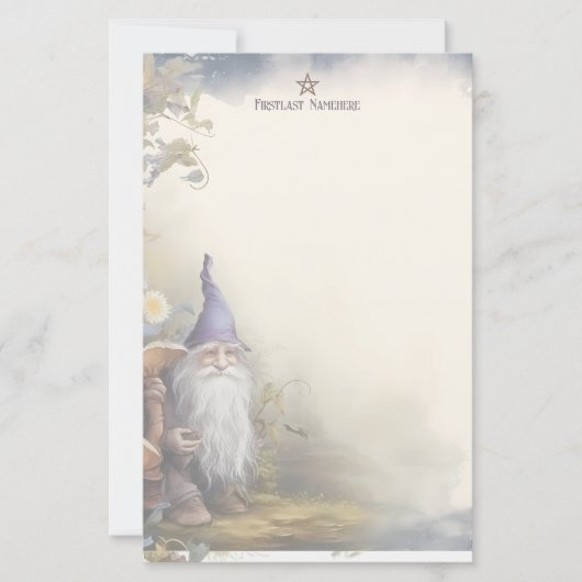 Maak Je Eigen Wijze Oude Dwerg Tuin Briefpapier (Voorkant)