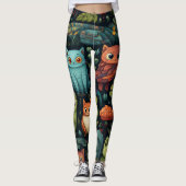 Maak Je Eigen Wilde Goblin Katten Zwart Leggings (Voorkant)