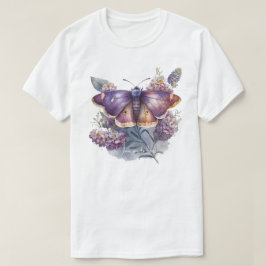 Maak je eigen wilde paarse vlindervluchten bloemen t-shirt