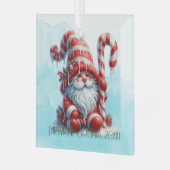 Maak je eigen winterpepermunt Kabouter Kerstman Glas Ornament (Voorkant links)
