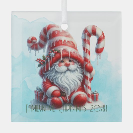 Maak je eigen winterpepermunt Kabouter Kerstman Glas Ornament (Voorkant)