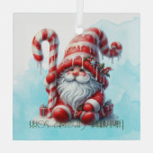 Maak je eigen winterpepermunt Kabouter Kerstman Glas Ornament (Achterkant)