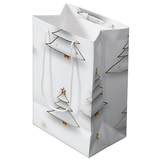 Maak je eigen witte kerstbomen medium cadeauzakje (Voorkant Gekanteld)