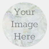Maak Je Eigen Witte Kwarts Glanzende Marmer Ronde Sticker (Voorkant)