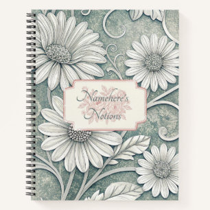 Maak je eigen witte madeliefjes groene vintage blo notitieboek