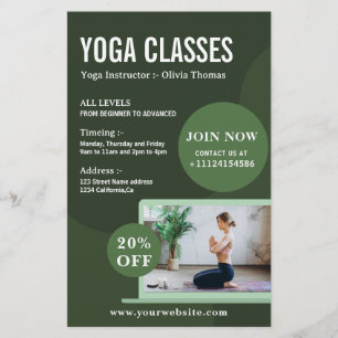 Maak je eigen yogalerares studioklassen flyer