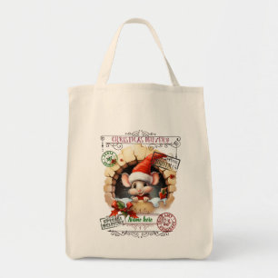 Maak je eigen zakje met een leuk Kerst-muisje erin Tote Bag