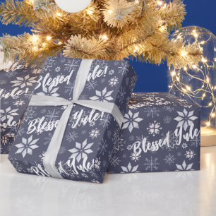 Maak Je Eigen Zilverblauwe Winter Sneeuwvlokken Cadeaupapier