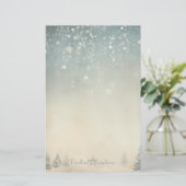 Maak Je Eigen Zilveren Hemelse Winter Yule Briefpapier (Staand voorkant)