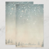Maak Je Eigen Zilveren Hemelse Winter Yule Briefpapier (Voorkant / Achterkant)