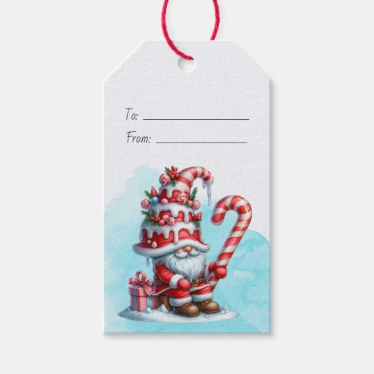 Maak Je Eigen Zoete Candy Cane Kerstkabouter Cadeaulabel (Voorkant)
