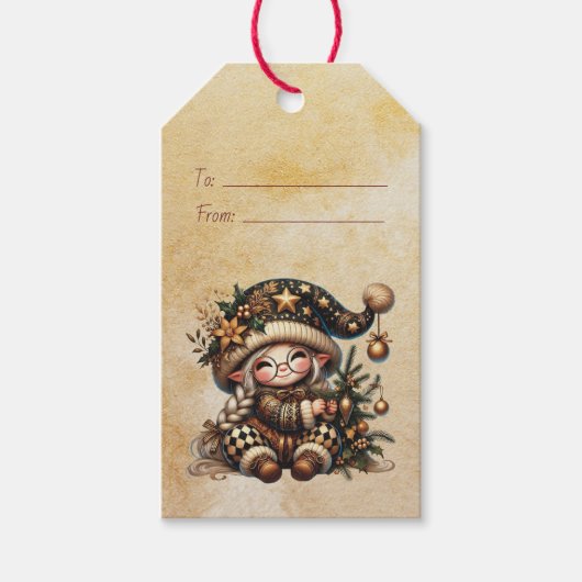 Maak Je Eigen Zoete Magische Kerstkabouter Cadeaulabel (Voorkant)