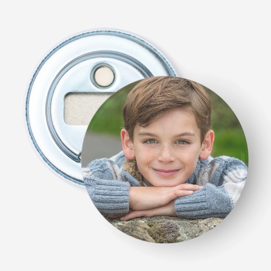 Maak Je Eigen Zoon Foto Aangepaste Afbeelding Dubb Button Flesopener (Voorkant)