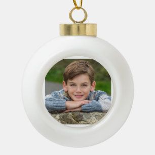 Maak Je Eigen Zoon Foto Aangepaste Afbeelding Dubb Keramische Bal Ornament