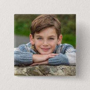 Maak Je Eigen Zoon Foto Aangepaste Afbeelding Dubb Vierkante Button 5,1 Cm