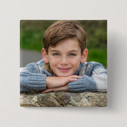 Maak Je Eigen Zoon Foto Aangepaste Afbeelding Dubb Vierkante Button 5,1 Cm (Voorkant)