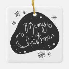 Maak je eigen zwart-wit Kerstmis Merry Christmas Keramisch Ornament