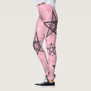 Maak Je Eigen Zwarte Pentacles Roze Kristallen Leggings