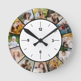 Maak Je Eigen Zwarte & Witte 12 Foto Collage Ronde Klok