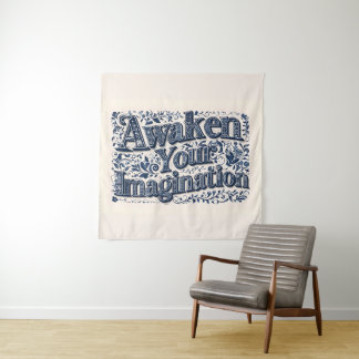 Maak je fantasie wakker (beige achtergrond) wandkleed